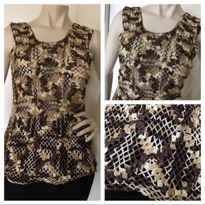 Vintage hand crocheted gold top
